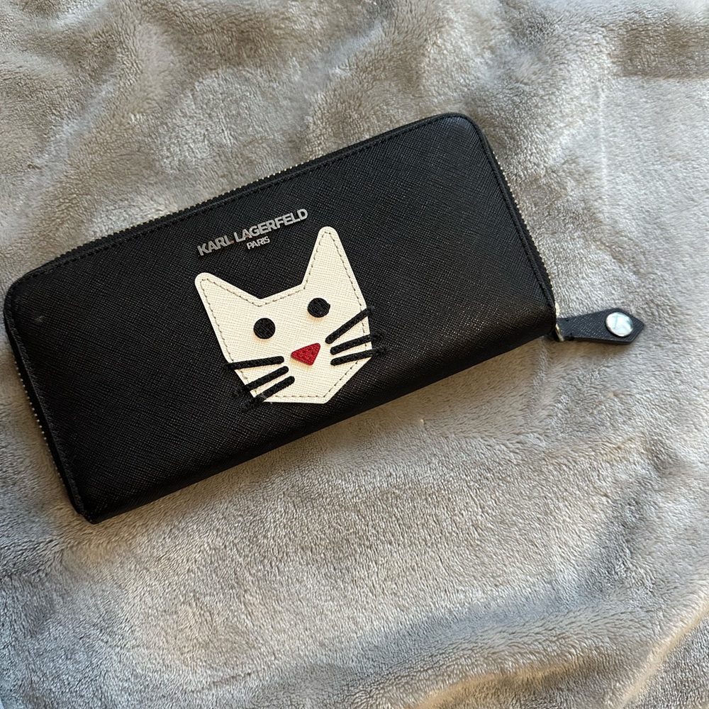 Karl Lagerfeld Black Wallet with Cat Motif